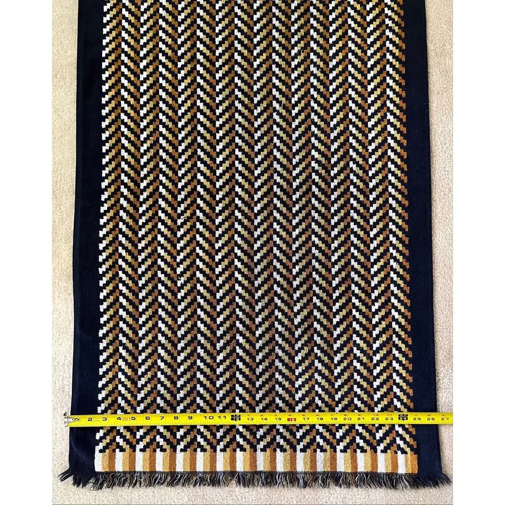 Vintage Yves Saint Laurent Fieldcrest Chevron Geometric Cotton Towel & Washcloth